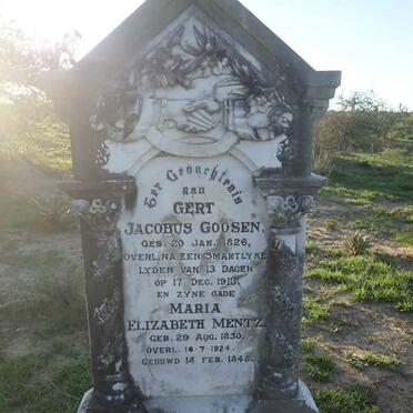 GOOSEN Gert Jacobus 1826-1913 &amp; Maria Elizabeth MENTZ 1830-1924