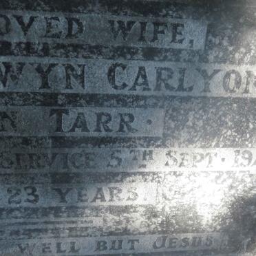 CARLYON Amy Ethelwyn nee TARR -1943
