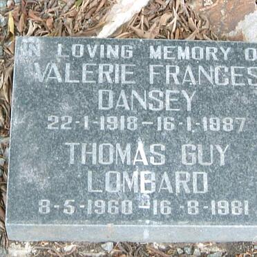 DANSEY Valerie Frances 1918-1987 :: LOMBARD Thomas Guy 1960-1981
