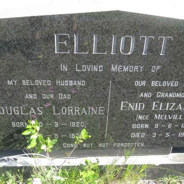 ELLIOTT Douglas Lorraine 1920-1979 &amp; Enid Elizabeth MELVILLE 1925-1995