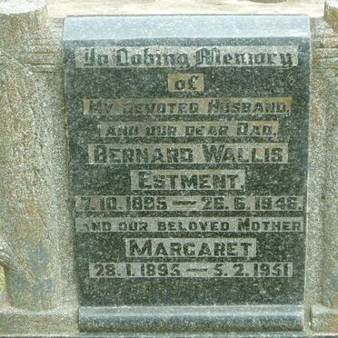 ESTMENT Bernard Wallis 1895-1946 &amp; Margaret 1895-1951