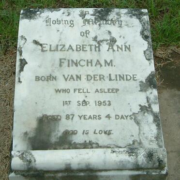FINCHAM Elizabeth Ann nee VAN DER LINDE -1953
