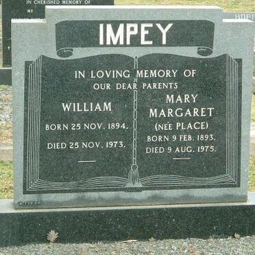 IMPEY William 1894-1973 &amp; Mary Margaret PLACE 1893-1975