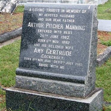 MANNING Arthur Pitcher 1882-1962 &amp; Amy Gertrude COCKCROFT 1886-1965