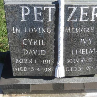 PETZER Cyril David 1913-1982 &amp; Ivy Thelma 1913-2017