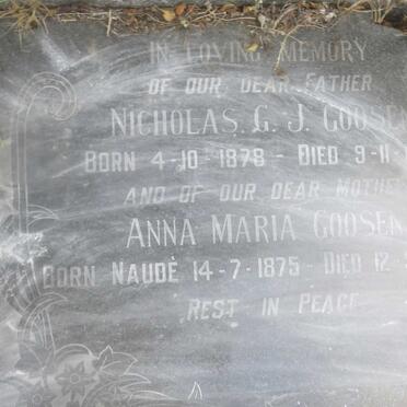 GOOSEN Nicholas G.J. 1878-19?? &amp; Anna Maria NAUDE 1875-192? :: GOOSEN Two Infants