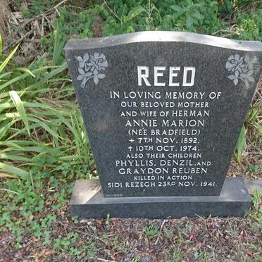 REED Annie Marion nee BRADFIELD 1892-1974 :: REED Graydon Reuben -1941