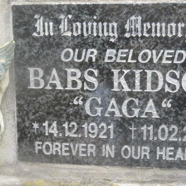 KIDSON Babs 1921-2011
