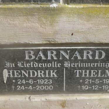 BARNARD Hendrik 1923-2000 &amp; Thelma 1926-1997