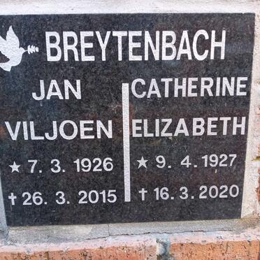 BREYTENBACH Jan Viljoen 1926-2015 &amp; Catherine Elizabeth 1927-2020