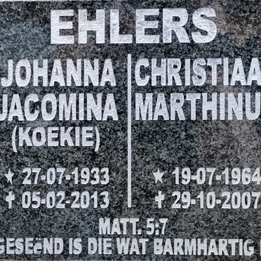 EHLERS Johanna Jacomina 1933-2013 :: EHLERS Christiaan Marthinus 1964-2007