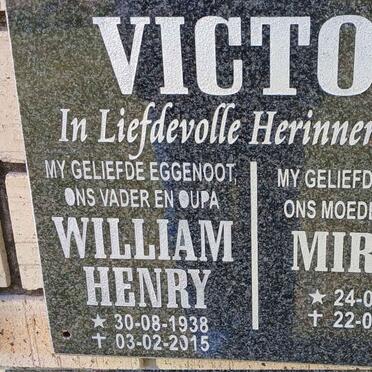 VICTOR William Henry 1938-2015 &amp; Miriam 1939-2005