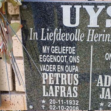 UYS Petrus Lafras 1932-2006 &amp; Adriana Jacoba 1935-