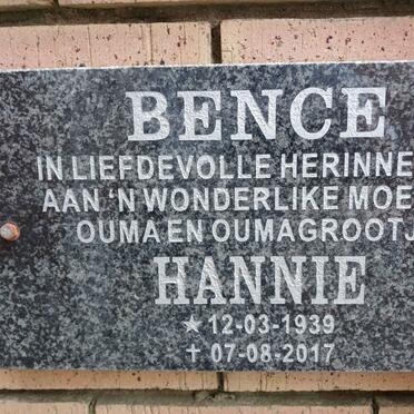 BENCE Hannie 1939-2017