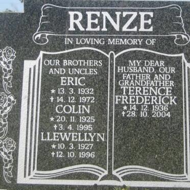 RENZE Eric 1932-1972 :: RENZE Colin 1925-1995 :: RENZE Llewellyn 1927-1996 :: RENZ Terence Frederick 1936-2004