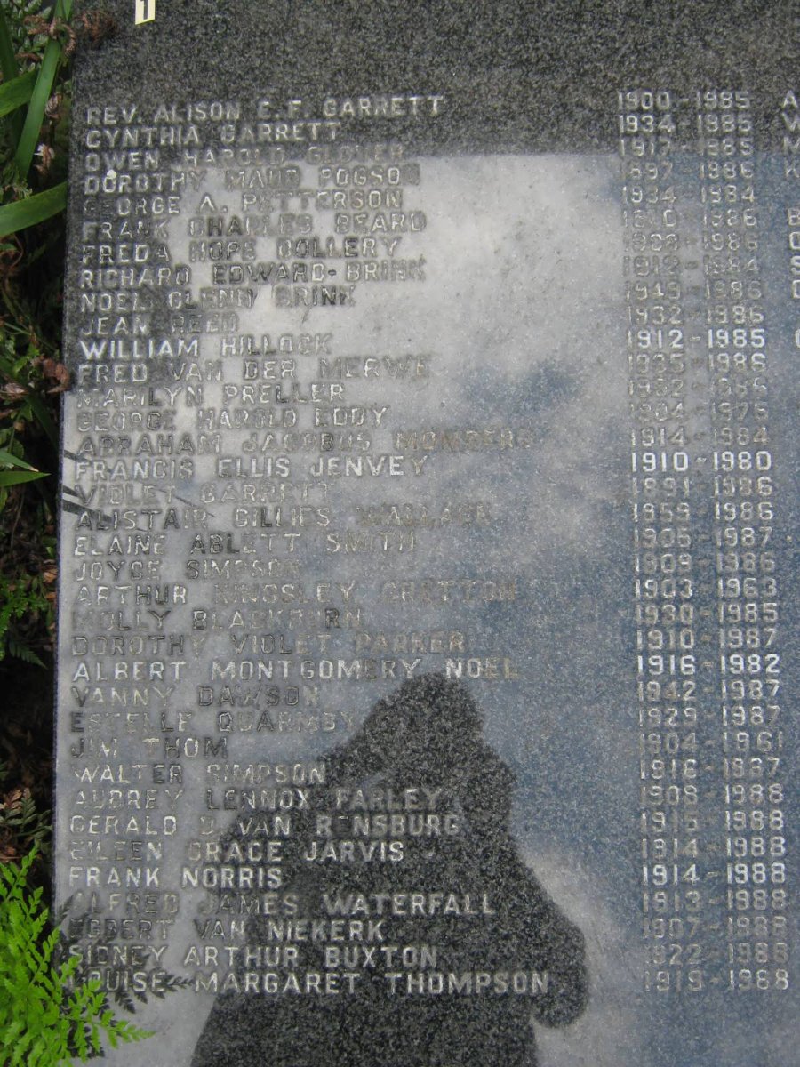 1. Memorial Plaque with list of names