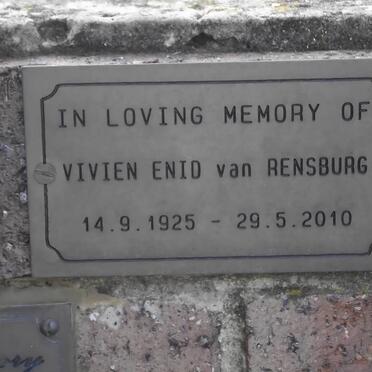 RENSBURG Vivian Enid, van 1925-2010