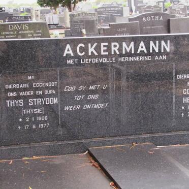 ACKERMANN Thys Strydom 1906-1977 &amp; Cornelia Hendrina 1908-1997