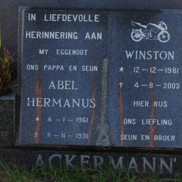 ACKERMANN Abel Hermanus 1961-1991 :: ACKERMANN Winston 1981-2003