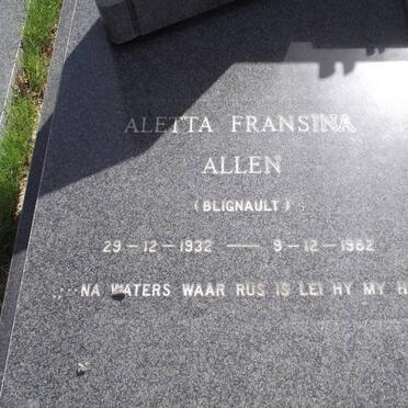 ALLEN Aletta Fransina nee BLIGNAUT 1932-1982