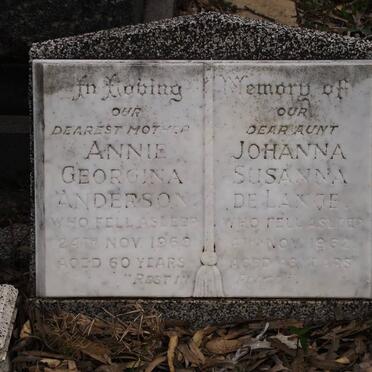 ANDERSON Annie Georgina -1969 :: LANGE Johanna Susanna, de -1962