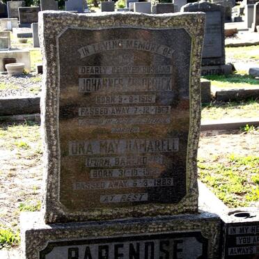 BARENDSE  Johannes Derick 1915-1963 &amp; Una May DAMARELL 1919-1983