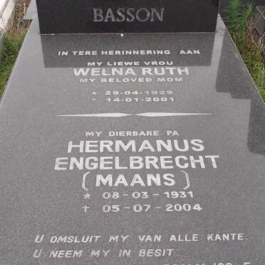 BASSON Hermanus Engelbrecht 1931-2004 &amp; Welna Ruth 1929-2001