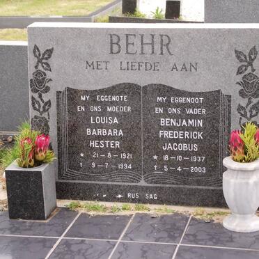 BEHR Benjamin Frederick Jacobus 1937-2003 &amp; Louisa Barbara Hester 1921-1994