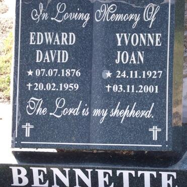 BENNETTE Edward David 1876-1959 BENNETTE Yvonne Joan 1927-2001