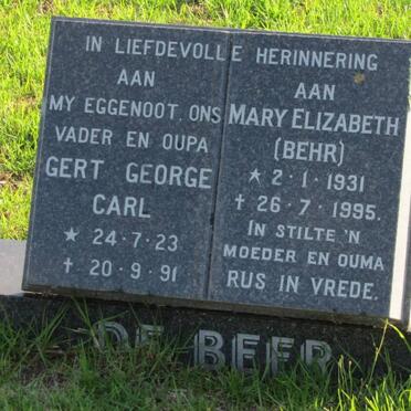BEER Gert George Carl, de 1923-1991 &amp; Mary Elizabeth BEHR 1931-1995