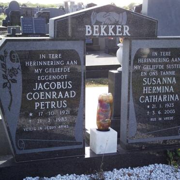 BEKKER Jacobus Coenraad Petrus 1921-1985 &amp; Susanna Hermina Catharina 1923-2003
