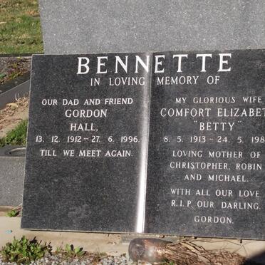 BENNETTE Gordon Hall 1912-1996 &amp; Comfort Elizabeth 1913-1980