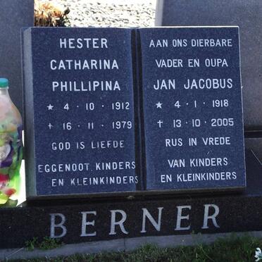BERNER Jan Jacobus 1918-2005 &amp; Hester Catharina Phillipina 1912-1979