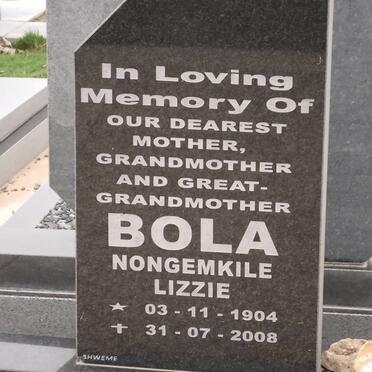 BOLA Nongemkile Lizzie 1904-2008