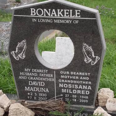 BONAKELE David Maduna 1930-2007 &amp; Nosisana Mildred 1948-2009