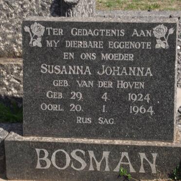 BOSMAN Susanna Johanna nee VAN DER HOVEN 1924-1964