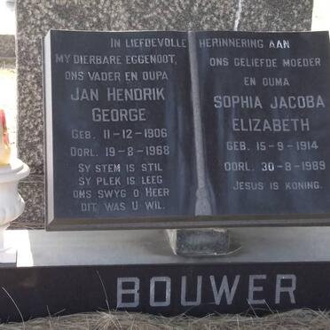 BOUWER Jan Hendrik George 1906-1968 &amp; Sophia Jacoba Elizabeth 1914-1989