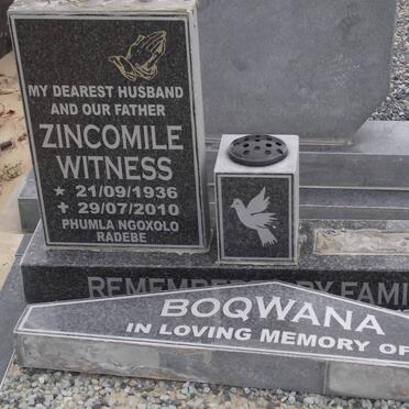 BOQWANA Zincomile Witness 1936-2010