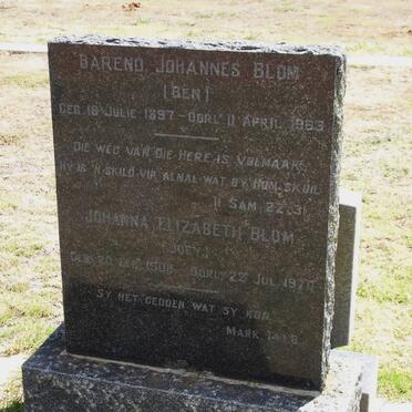 BLOM Barend Johannes 1897-1963 &amp; Johanna Elizabeth 1908-1970