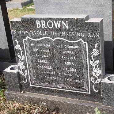 BROWN Carel Johannes 1926-1988 &amp; Anna Jacoba 1928-2008