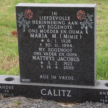 CALITZ Matthys Jacobus 1923-2005 &amp; Maria M. 1928-1994