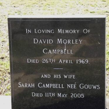 CAMPBELL David Morley -1969 &amp; Sarah GOUWS -2005