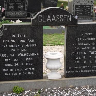 CLAASSEN Johannes Theodorus 1905-1971 &amp; Carolina Wilhelmina 1908-1980