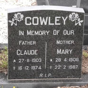 COWLEY Claude 1903-1974 &amp; Mary 1908-1987