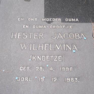 CONRADIE Hester Jacoba Wilhelmina nee KNOETZE 1896-1983
