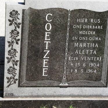 COETZEE Martha Aletta nee VENTER 1904-1964