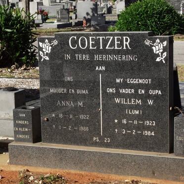COETZER Willem W. 1923-1984 &amp; Anna M. 1922-1986