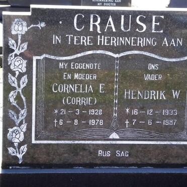 CRAUSE Hendrik W. 1933-1987 &amp; Cornelia E. 1928-1978
