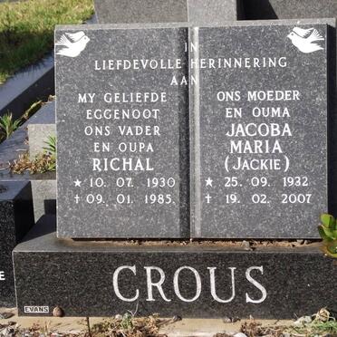 CROUS Richal 1930-1985 &amp; Jacoba Maria 1932-2007