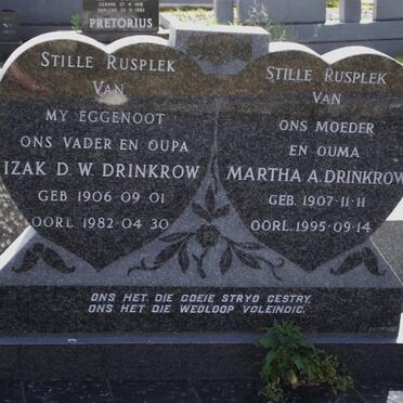 DRINKROW Izak D.W. 1906-1983 &amp; Martha A. 1907-1995